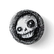 Sketchy Skull Pinback Button