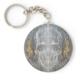 Sketchy Skull On Wood Keychain