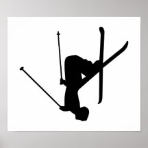 Ski Black Silhouette Print