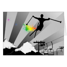 ski powder trail greeting cards