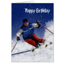 Ski Racing Down the Mountain Cards