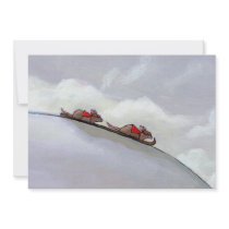 Ski racing rats fun uique art skiing rat painting custom announcement