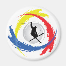 Ski Tricolor Emblem Fridge Magnet