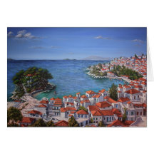 Skiathos Harbour 1 (light) Card