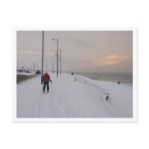 Skier by the Beach postcards