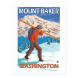 Skier Carrying Snow Skis - Mount Baker, WA Postcards