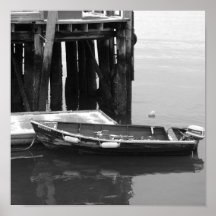 skiff at the dock plymouth ma. print