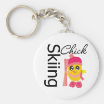Skiing Chick Keychain