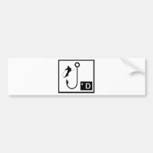 skiing hooked bumper sticker