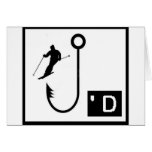 skiing hooked greeting card