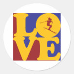 Skiing Love Round Stickers