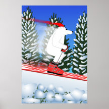 Skiing Polar Bear Poster