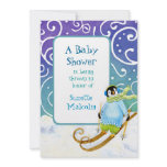 Skiing Ski Snowboarder Penguin Baby Shower Invite invitations