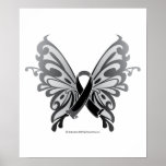 Skin Cancer Butterfly Ribbon posters
