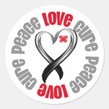 Skin Cancer Peace Love Cure Ribbon Sticker