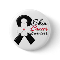 Skin Cancer Survivor Flower Ribbon Button