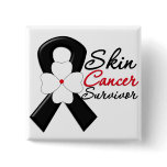 Skin Cancer Survivor Flower Ribbon buttons