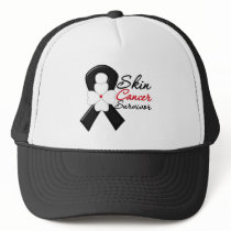 Skin Cancer Survivor Flower Ribbon Mesh Hat