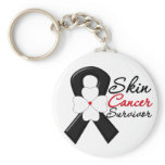 Skin Cancer Survivor Flower Ribbon keychains