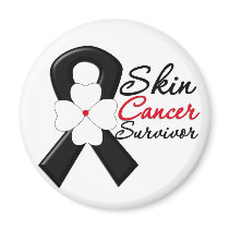 Skin Cancer Survivor Flower Ribbon Fridge Magnet