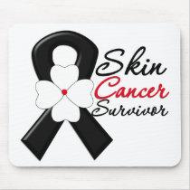 Skin Cancer Survivor Flower Ribbon Mouse Mat