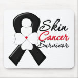 Skin Cancer Survivor Flower Ribbon mousepads