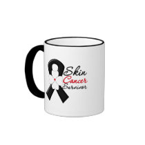 Skin Cancer Survivor Flower Ribbon Coffee Mugs