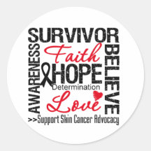 Skin Cancer Survivors Motto Round Stickers