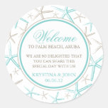 Skinny Finger Starfish Wedding Welcome Round Stickers