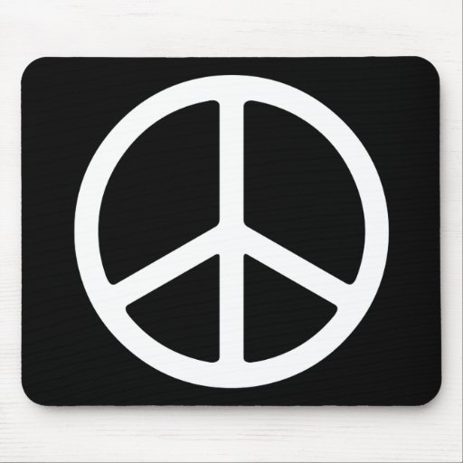 Skinny White Peace Symbol Mousepads