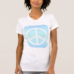 Skinny White Peace Symbol on Blue T-shirt