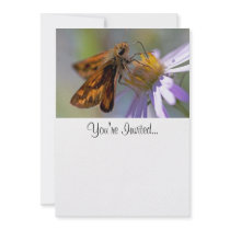 Skipper Butterfly on Aster Photo Custom Invitations