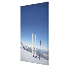 Skis and Ski Poles Gallery Wrapped Canvas