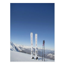 Skis and Ski Poles Postcards
