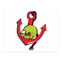 Skull ~ Anchor Tattoo Skull Fantasy Art Postcard