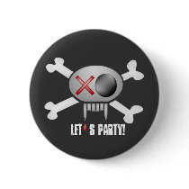 Skull and Bones Halloween Button