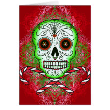 Skull and Candy Canes Card