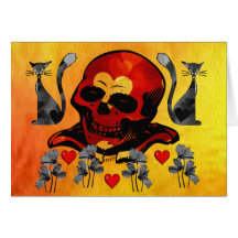 Skull and Cats Card