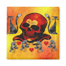 Skull and Cats Refrigerator Magnets
