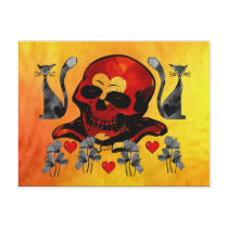 Skull and Cats Post Card