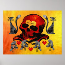 Skull and Cats Print