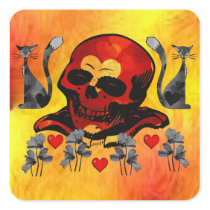 Skull and Cats Stickers