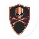 Skull and cross bones shield stickers