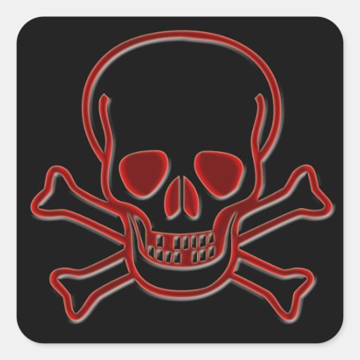 Skull and Cross Bones Square Stickers