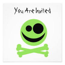 Skull and Crossbones. Green and Black. Custom Invite