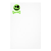 Skull and Crossbones. Green and Black. Personalized Stationery