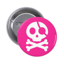 Skull and Crossbones Pirate Button