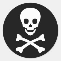Skull and Crossbones Round Sticker