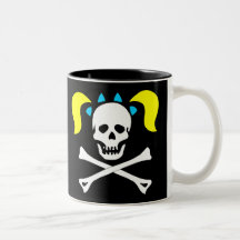 Skull and Crossbones With Pigtails Coffee Mugs