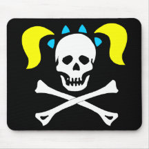 Skull and Crossbones With Pigtails Mouse Mats